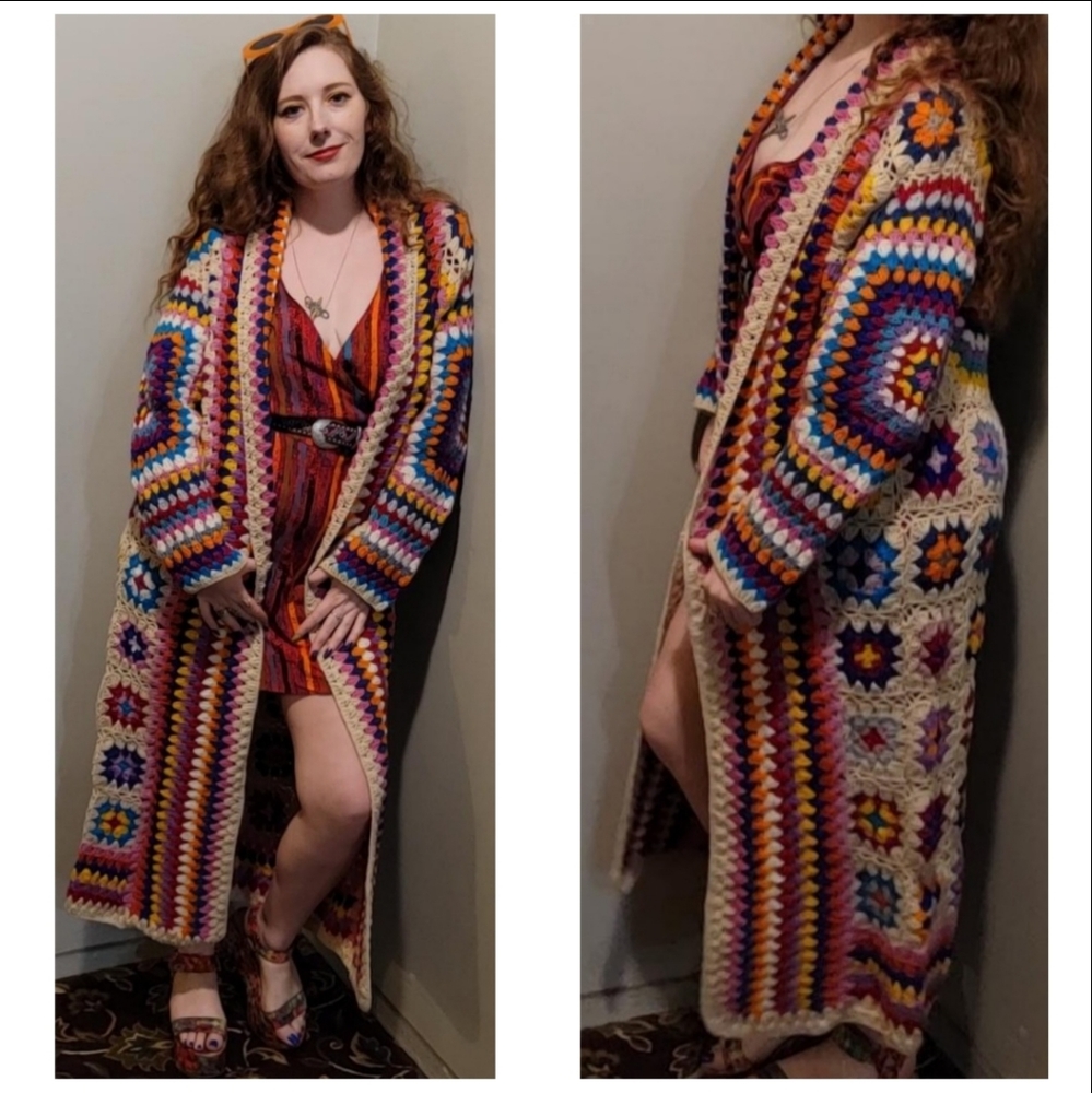 Granny square knitt sweater duster - Picture 3 of 5